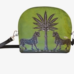 Ortigia Green and Black Velvet Shoulder Bag
